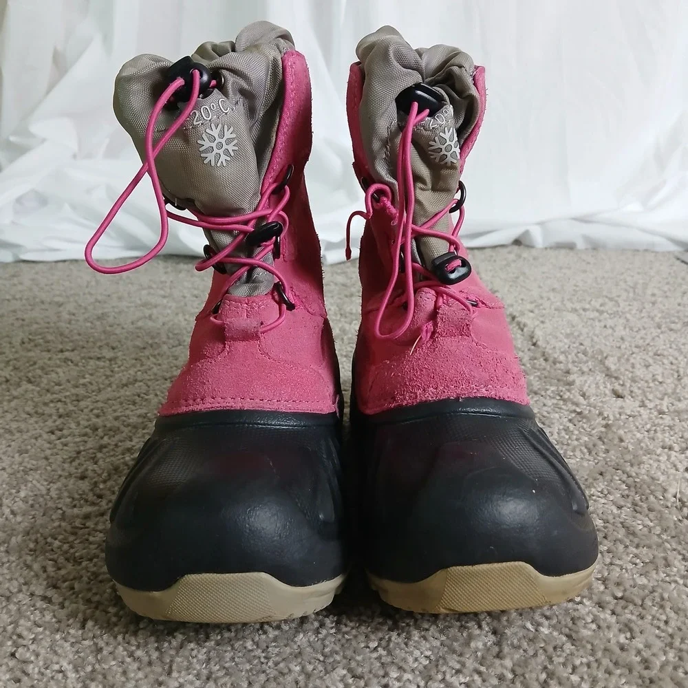 UGG Kids Adirondack Pink Black Waterproof Winter Snow Boots -20C Toggle Lace 9in
